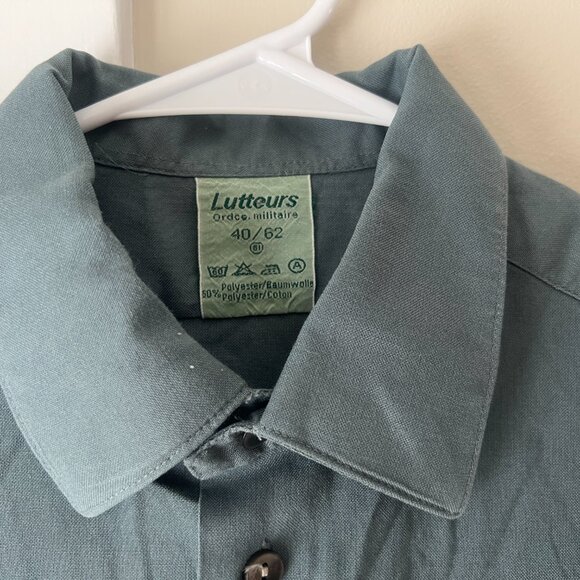 Vintage Lutteurs Long Military Workwear Shirt Size 40/62 Swiss Army Minimalist - Picture 8 of 12